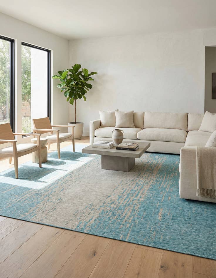 Detail image of 13' x 13'  Washable Modern Indoor / Outdoor Square Rug