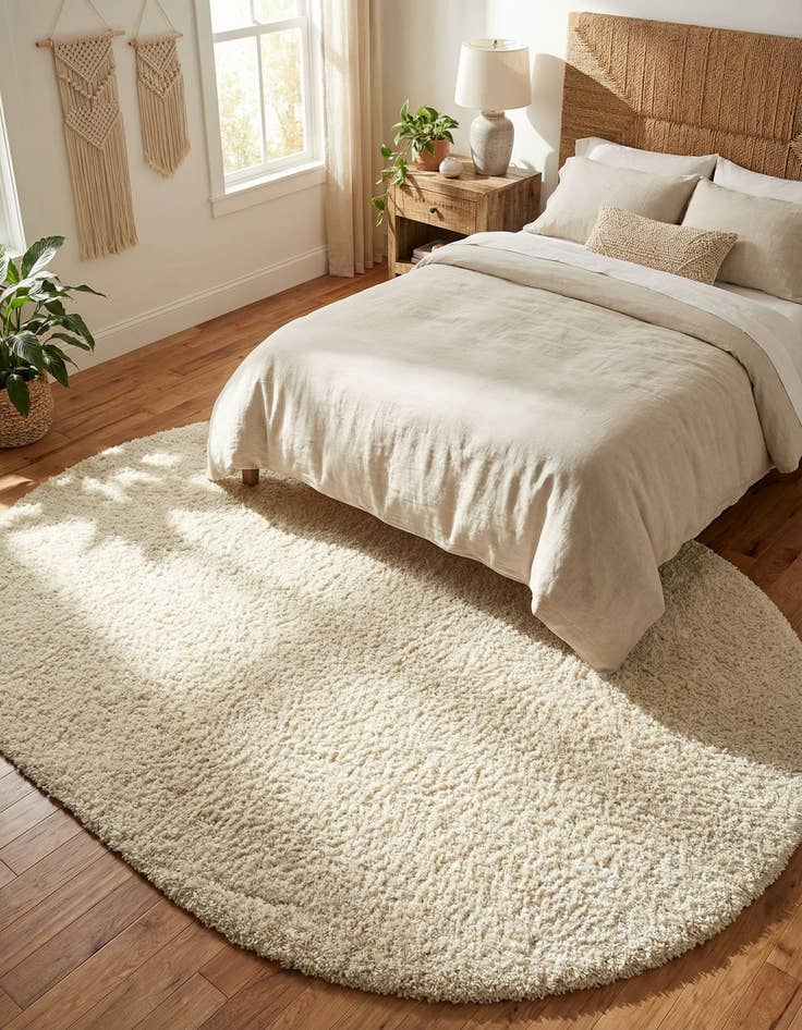 Detail image of 7' 10 x 10' Solid Shag Oval Rug