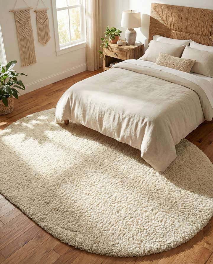 7' 10 x 10' Solid Shag Oval Rug