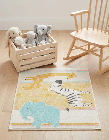 2' 2 x 2' 11 Animals Whimsy Kids Rug