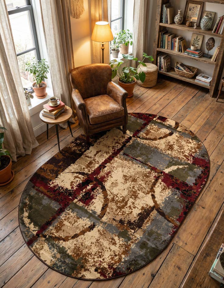 Detail image of 5' 3 x 8' Coffee Shop Oval Rug