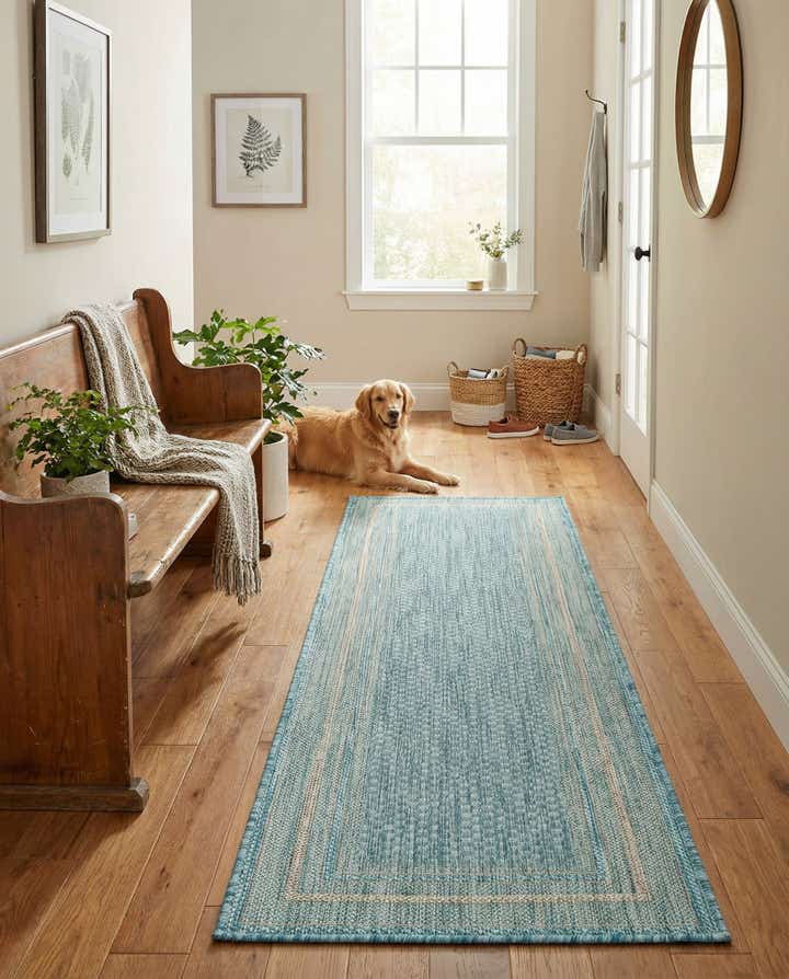 2' x 6' Easy-Clean Border Indoor / Outdoor Runner Rug