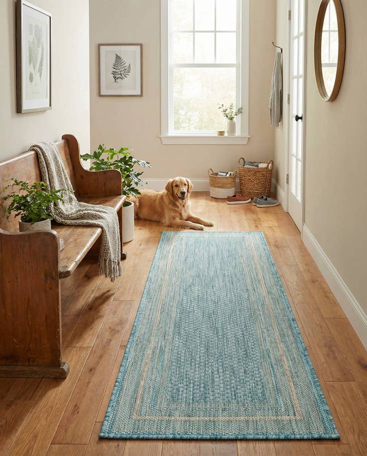 Detail image of 2' x 6' Easy-Clean Border Indoor / Outdoor Runner Rug