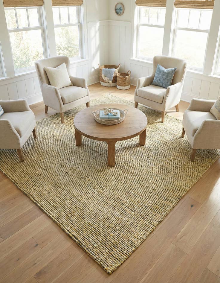 Detail image of 7' 10 x 7' 10  Hand Woven Seaside Pearl Jute Square Rug