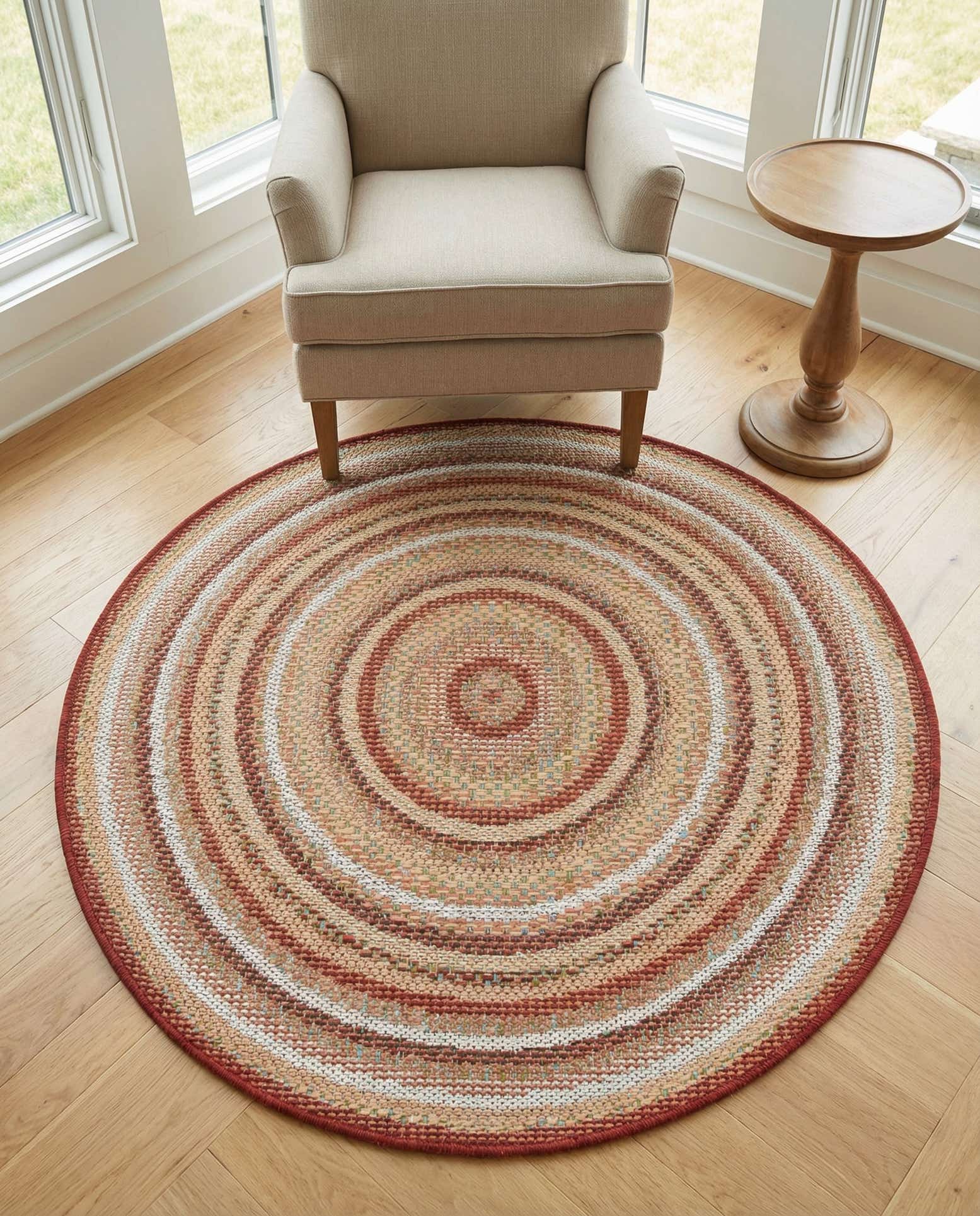 3' 3 x 3' 3 Easy-Clean Baja Indoor / Outdoor Round Rug