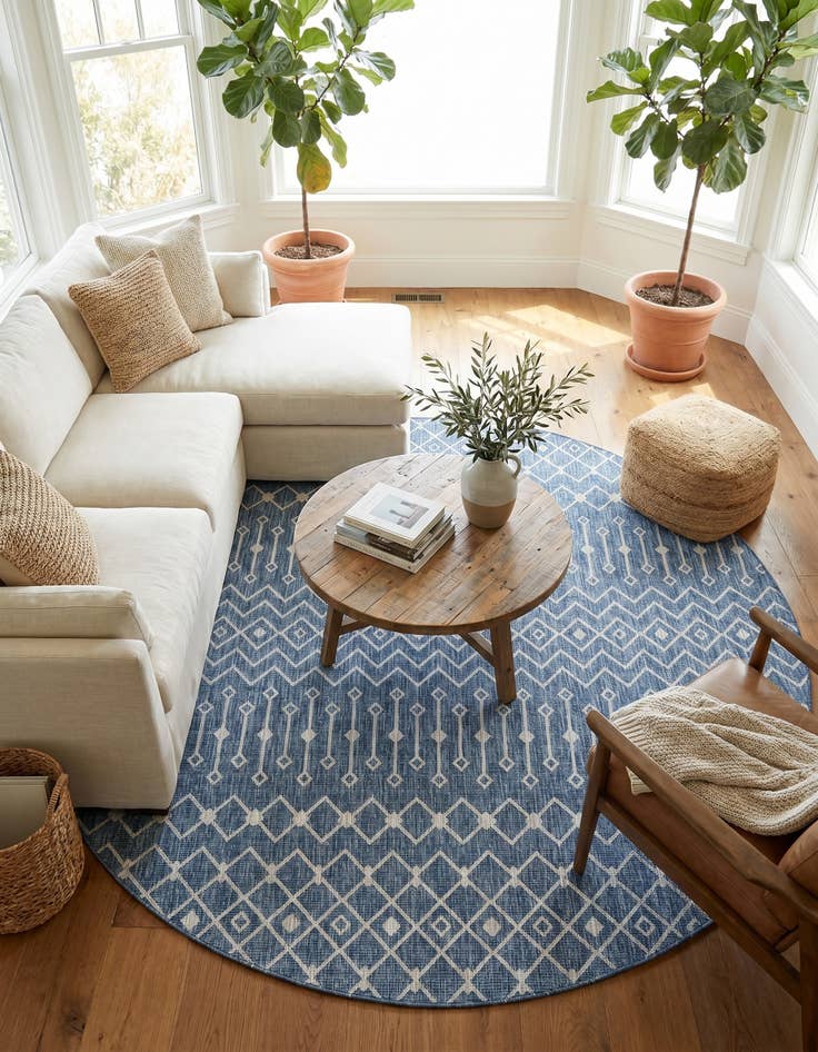Detail image of 12' x 12' Easy-Clean Lattice Indoor / Outdoor Round Rug