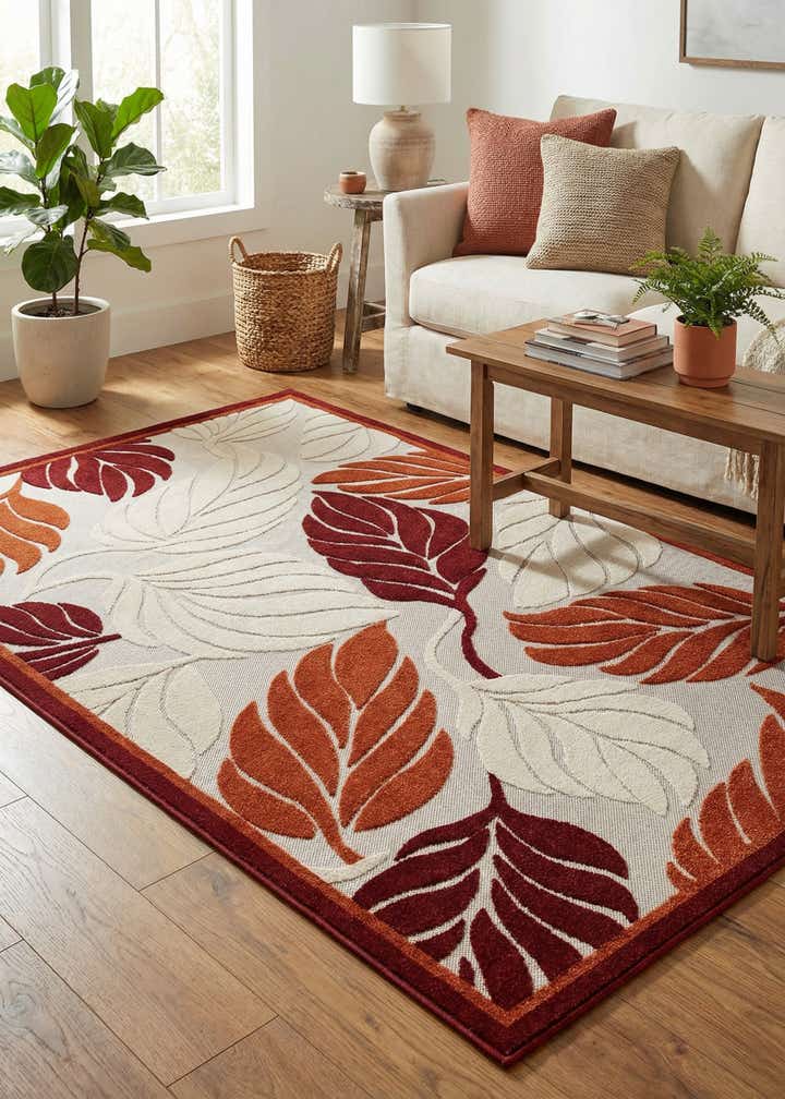 5' x 8' Easy-Clean Botanical Indoor / Outdoor Rug