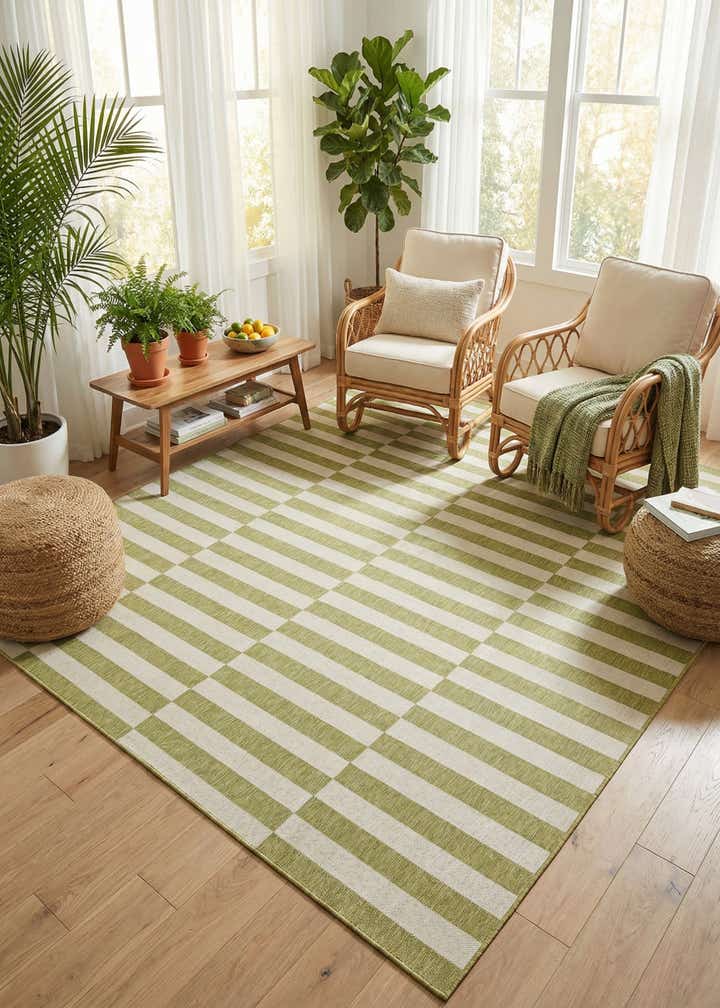10' x 10' Easy-Clean Striped Indoor / Outdoor Square Rug