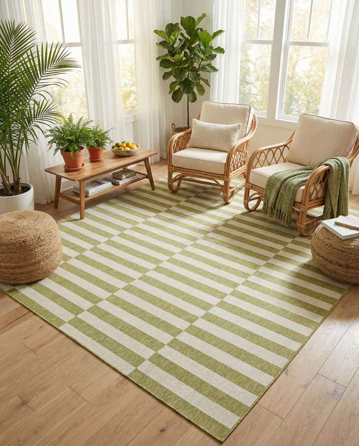 10' x 10' Easy-Clean Striped Indoor / Outdoor Square Rug