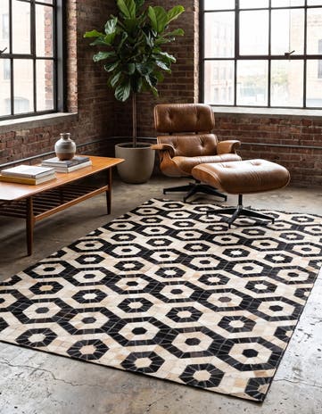 4' x 6' 3 Cowhide Leather Rug