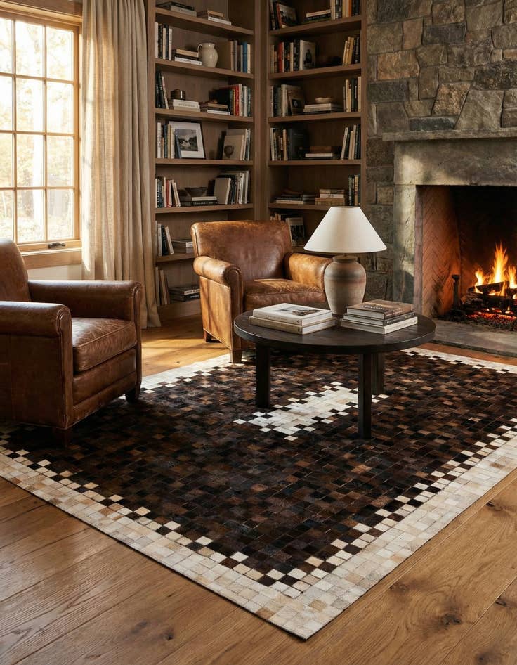 Detail image of 5' 1 x 8' 2 Cowhide Stocks Rug