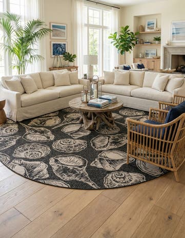 13' x 13' Easy-Clean Coastal Indoor / Outdoor Round Rug