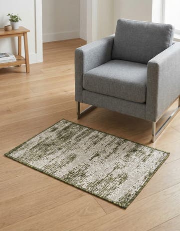 Green Easy-Clean Modern Indoor / Outdoor Rug