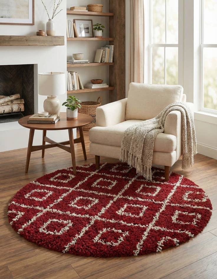 Detail image of 6' x 6' Lattice Shag Round Rug