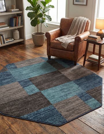 Blue Gray Equinox Octagon Rug