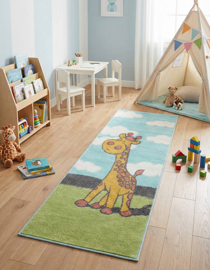 Detail image of 2' 2 x 6' 1 Giraffe Whimsy Kids Runner Rug