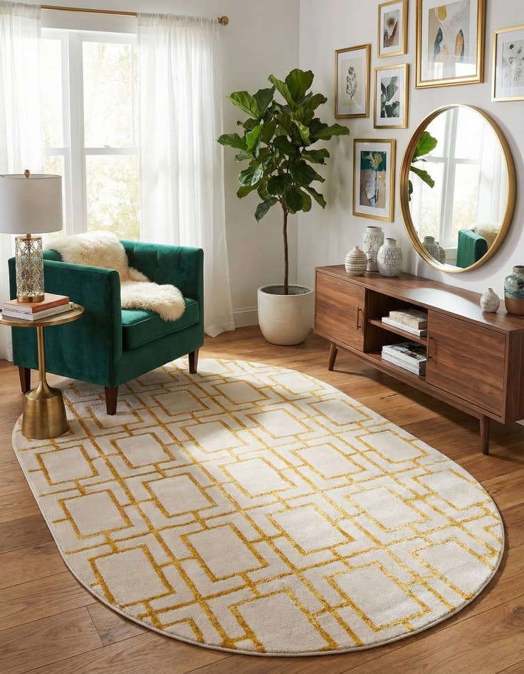 Detail image of 5' 3 x 8' Marilyn Monroe&trade; Glam Deco Oval Rug