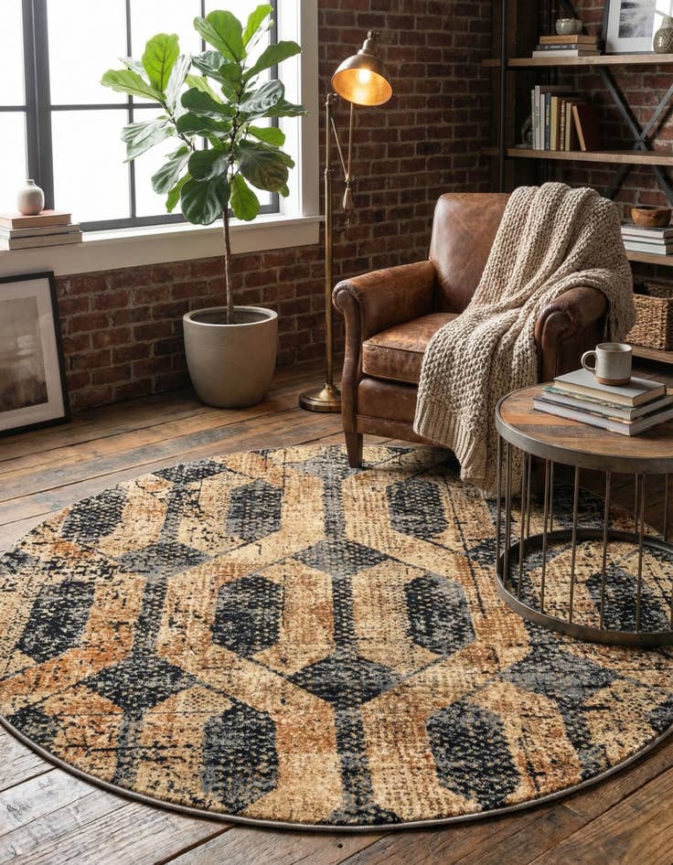 Detail image of 5' 3 x 5' 3 Saturn Round Rug