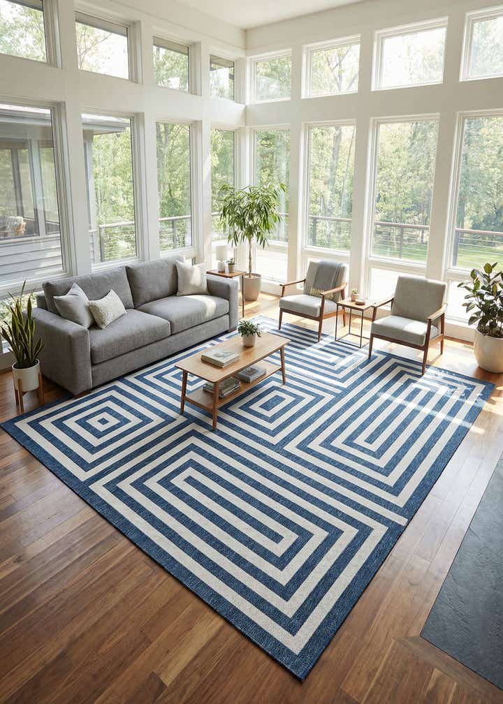 13' x 13' Easy-Clean Modern Indoor / Outdoor Square Rug