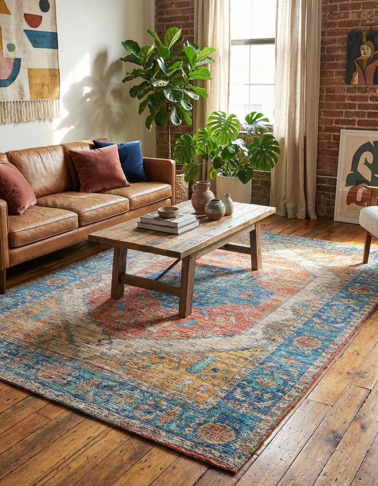 Detail image of 6' 1 x 9' Hand Woven Chenille Jute Rug