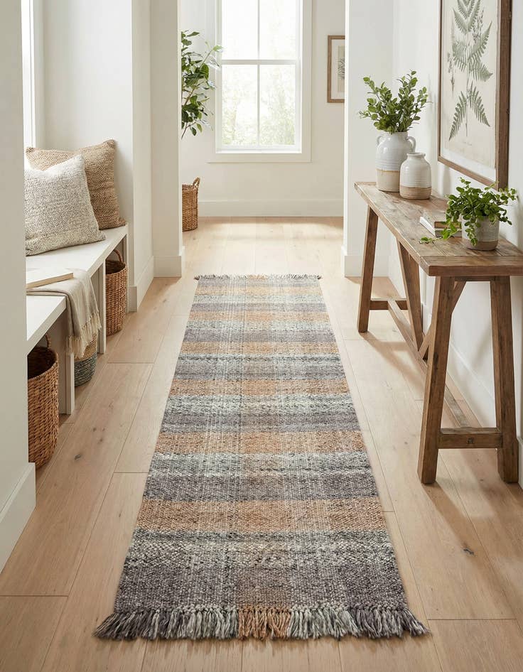 Detail image of 2' 7 x 10' Easy-Clean Eco Plaid Washable Indoor / Outdoor Runner Rug