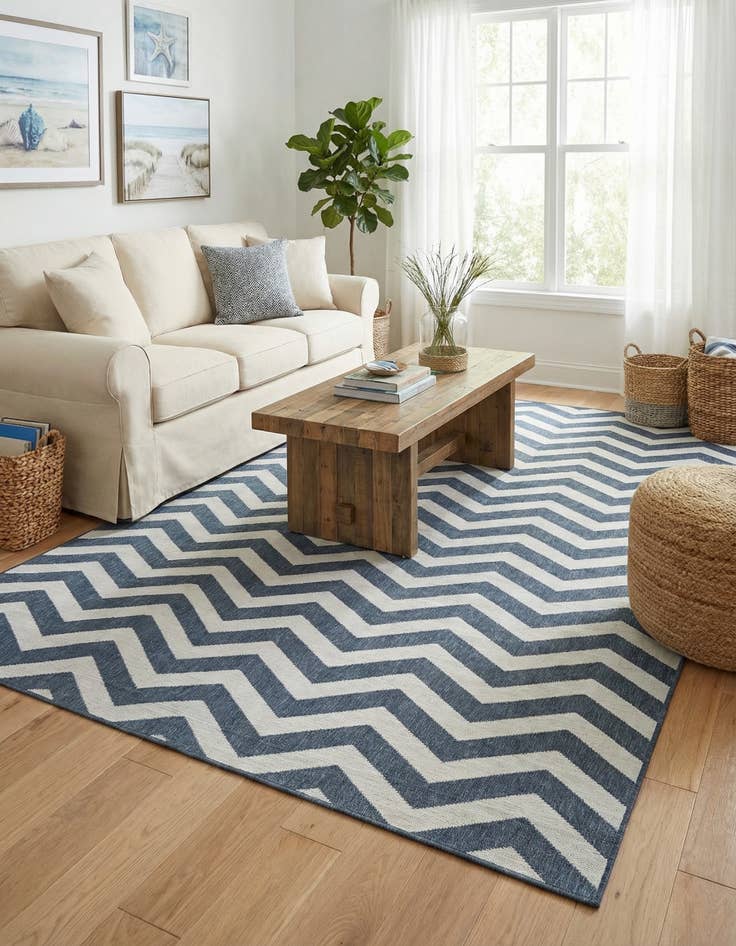 Detail image of 7' 10 x 10' Washable Coastal Indoor / Outdoor Rug