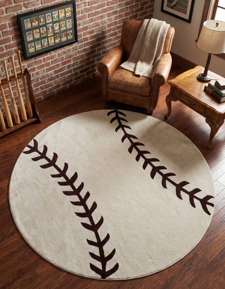 Detail image of 7' 10 x 7' 10 Sports Washable Round Rug