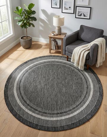 6' x 6' Easy-Clean Border Indoor / Outdoor Round Rug