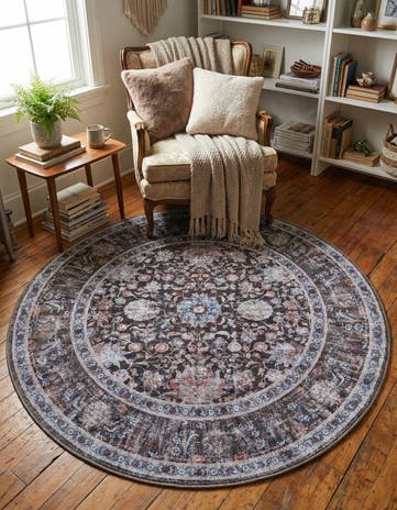 4' x 4' Washable Yara Round Rug