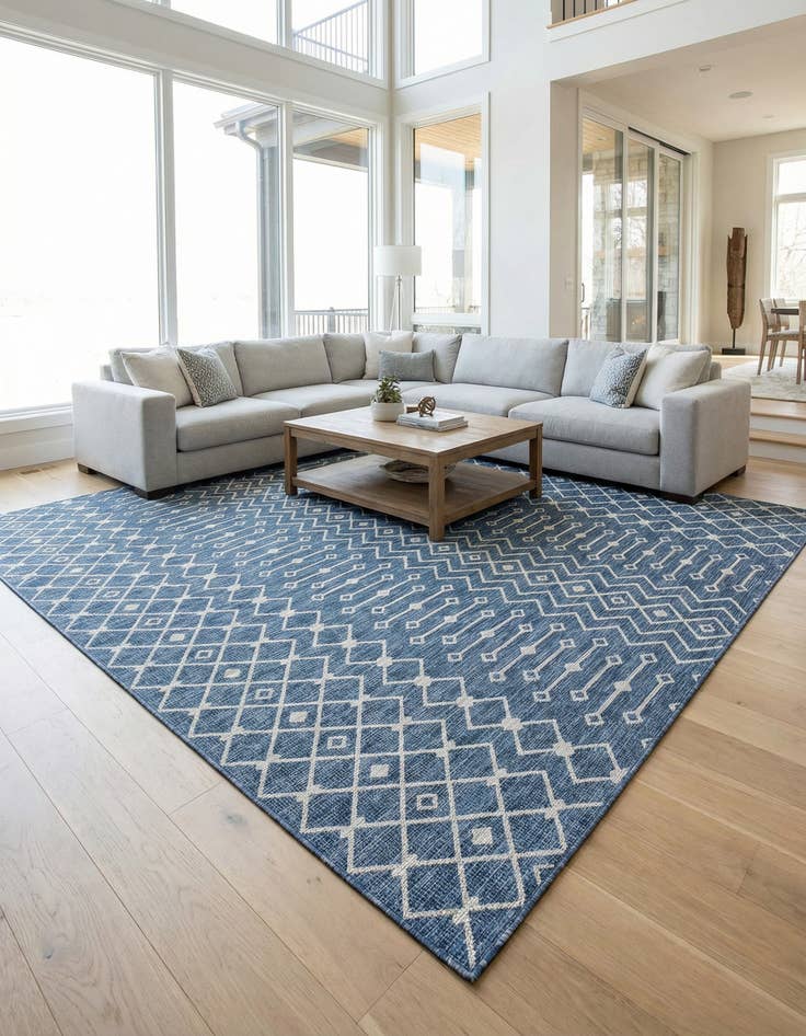 Detail image of 13' x 13' Easy-Clean Trellis Indoor / Outdoor Square Rug