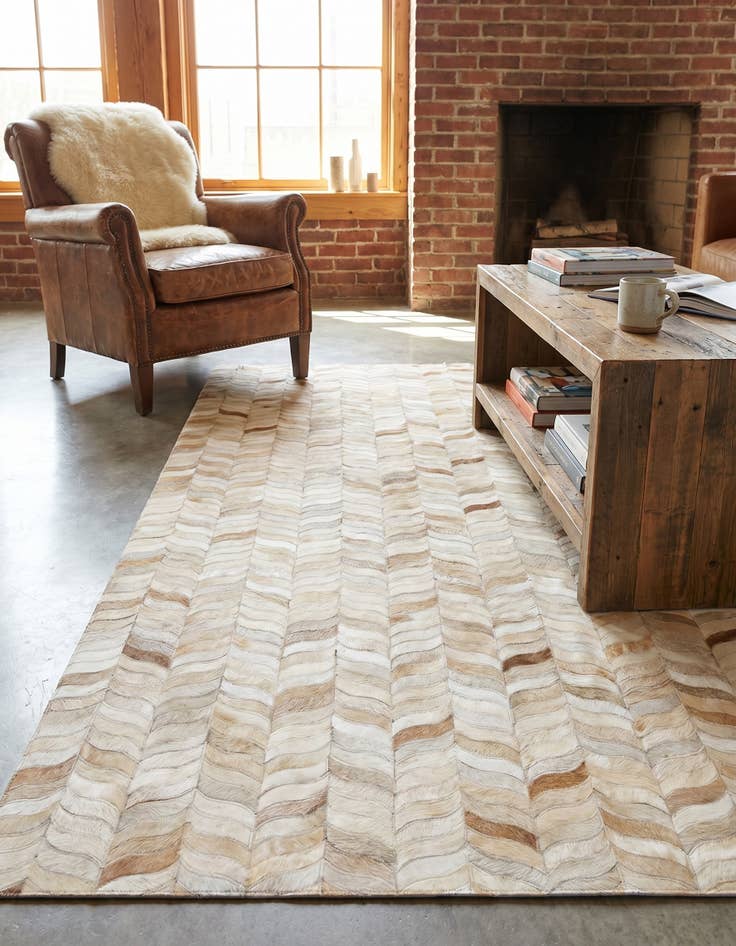 Detail image of 3' 11 x 5' 10 Cowhide Stocks Rug
