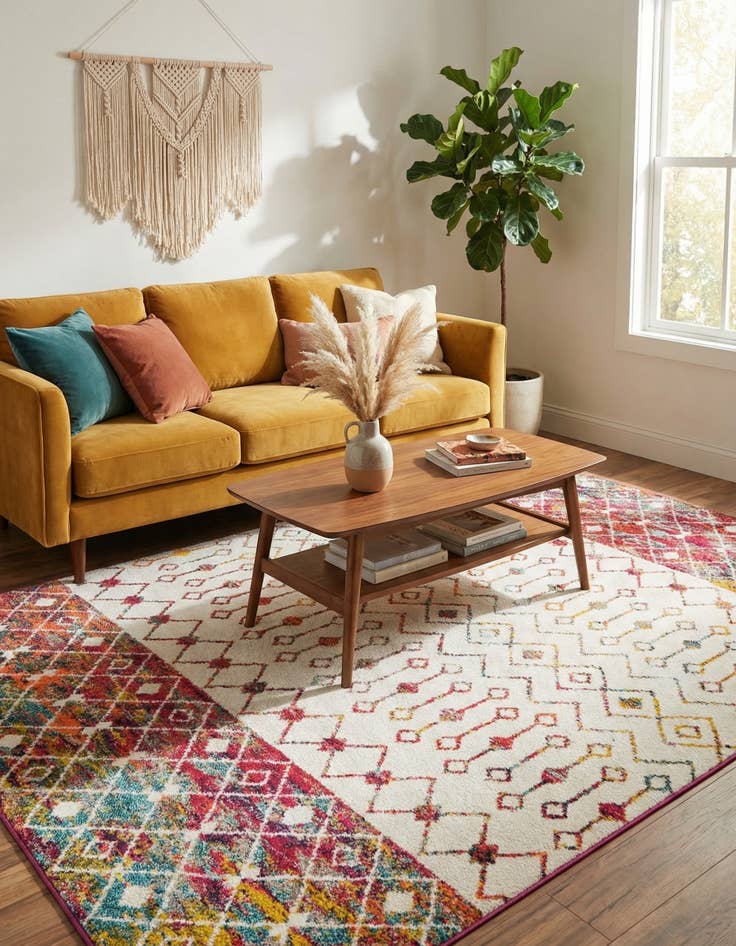 Detail image of  6' x 9' Moroccan Trellis Rug