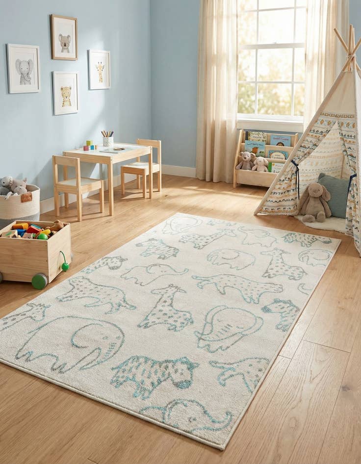 Detail image of 4' x 6' Animals Whimsy Kids Rug
