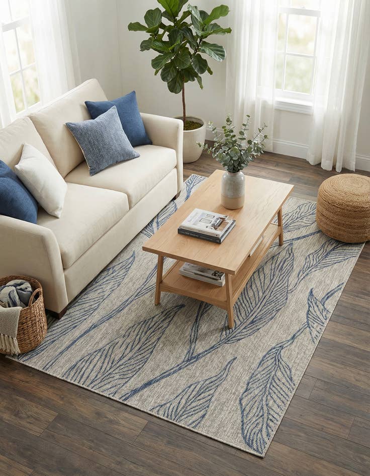 Detail image of 5' 3 x 8' Washable Botanical Indoor / Outdoor Rug