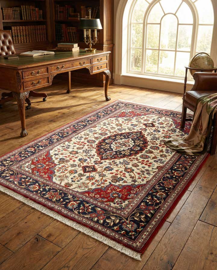 5' 1 x 8' Hand Knotted Qom Persian Rug