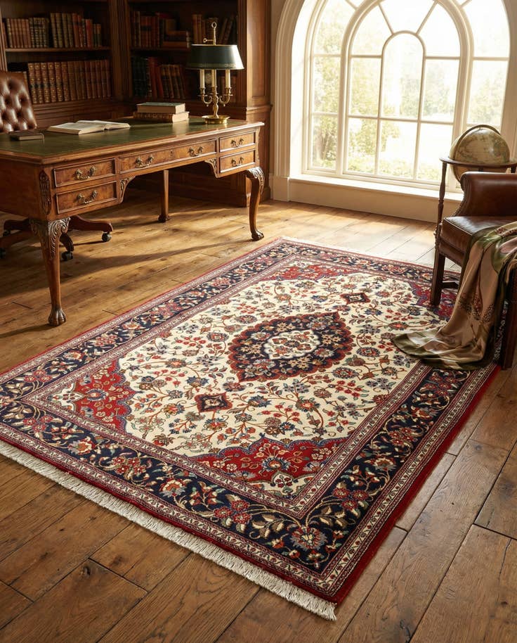 Detail image of 5' 1 x 8' Hand Knotted Qom Persian Rug