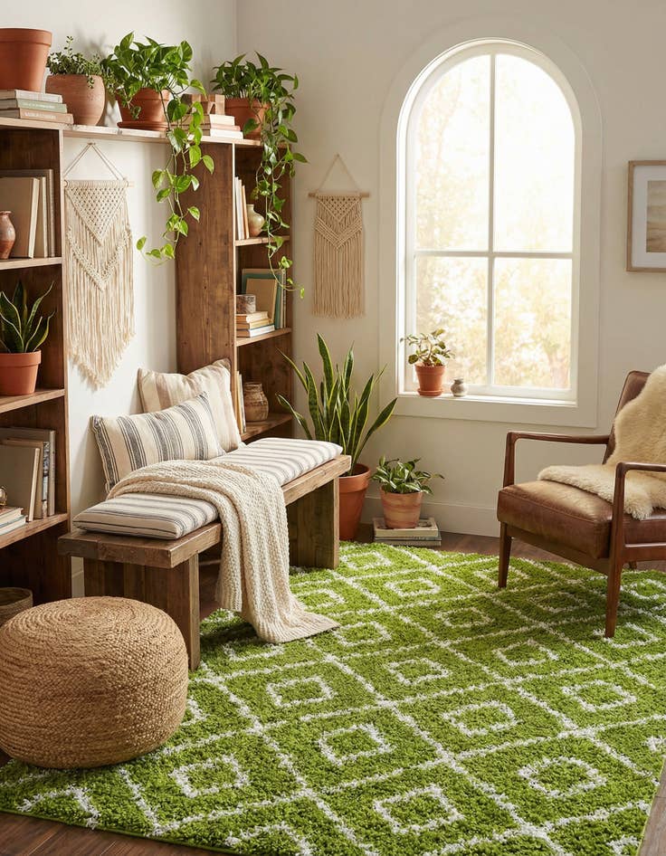 Detail image of 5' 3 x 8' Trellis Shag Rug