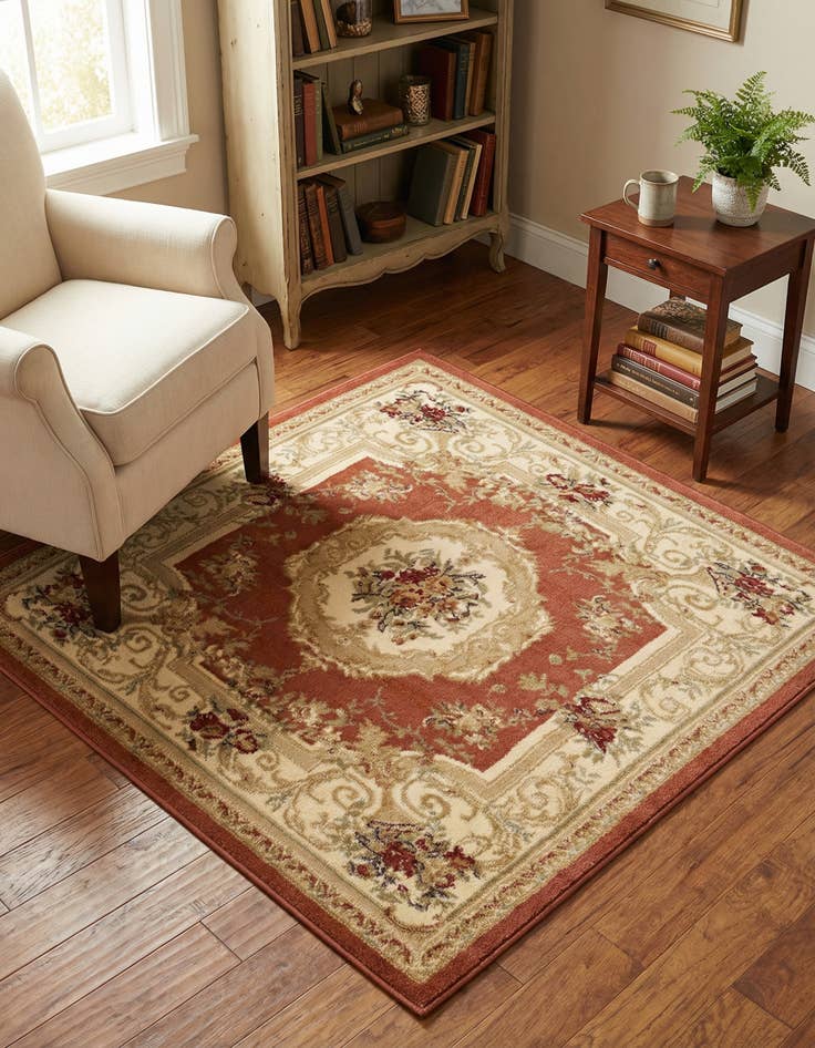 Detail image of 4' x 4' Classic Aubusson Square Rug