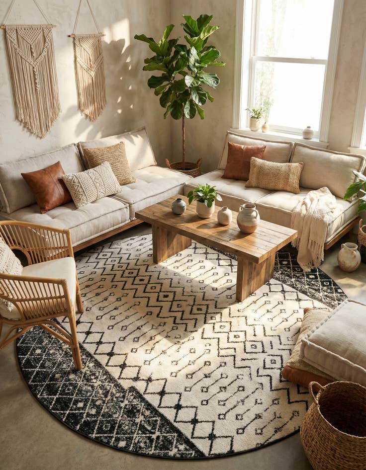 Detail image of 10' x 10' Moroccan Trellis Round Rug