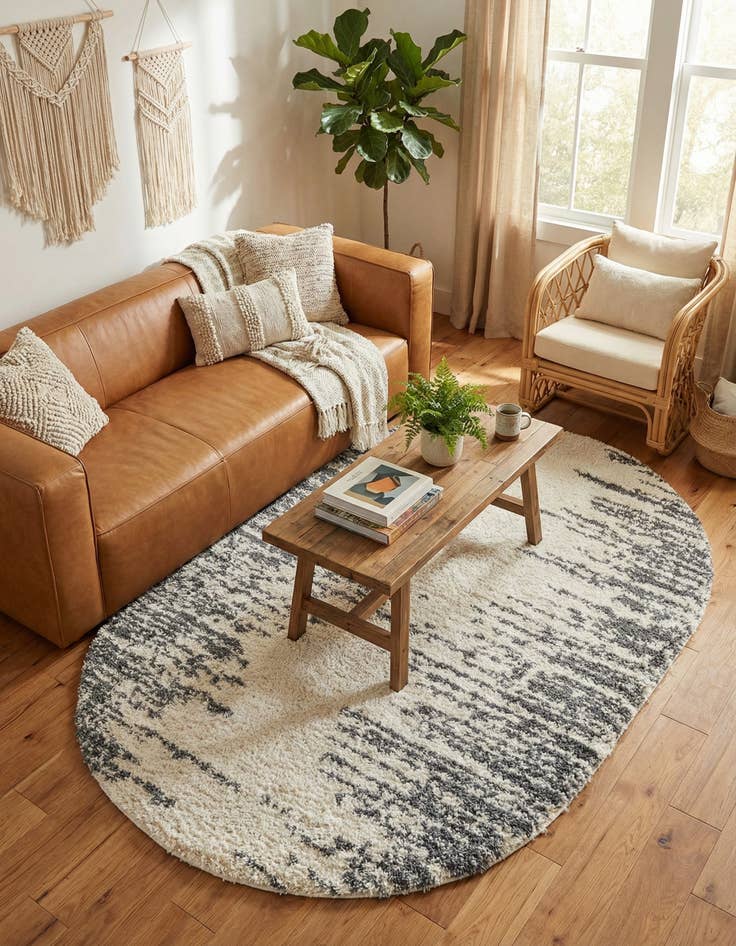 Detail image of 5' 3 x 8' Serenity Shag Oval Rug