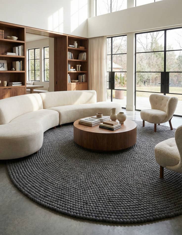 Detail image of 10' x 10' Felt Ball Wool Round Rug