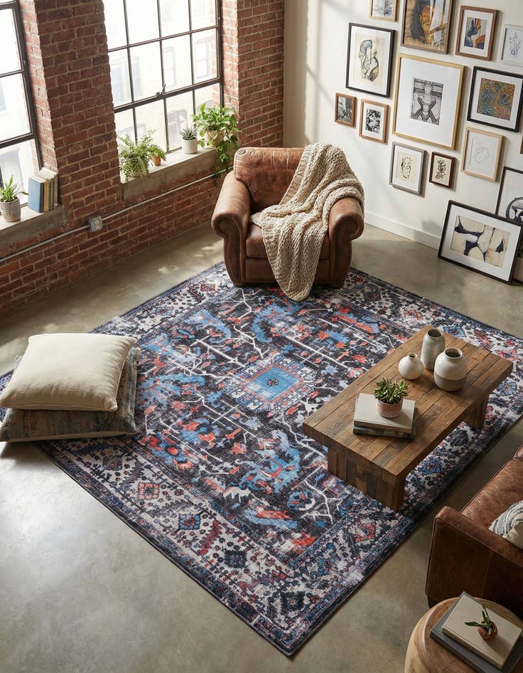 Detail image of 7' 10 x 7' 10  Washable Mangata Square Rug