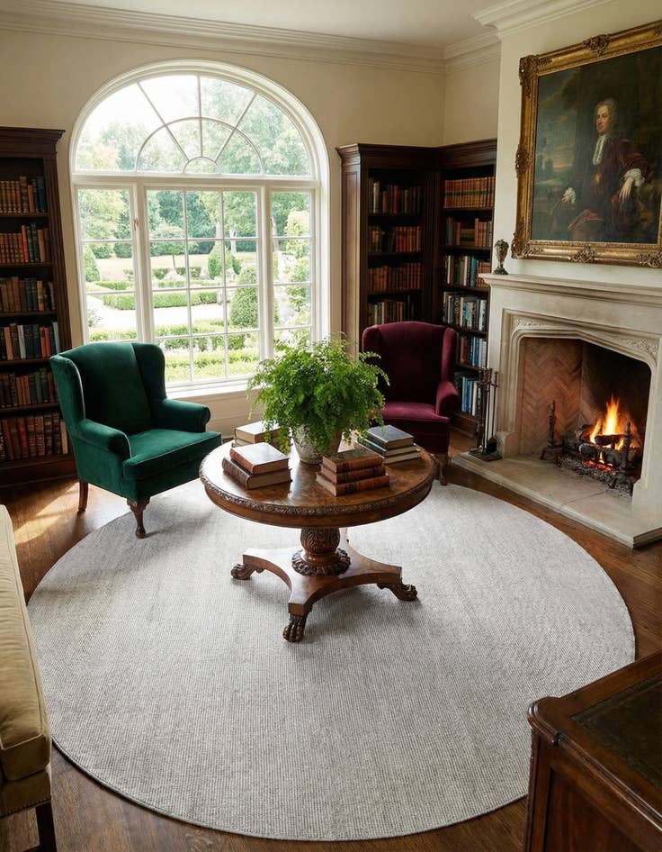 Detail image of 10' x 10'  Hand Woven Jill Zarin English Manor Farmhouse Wool Round Rug