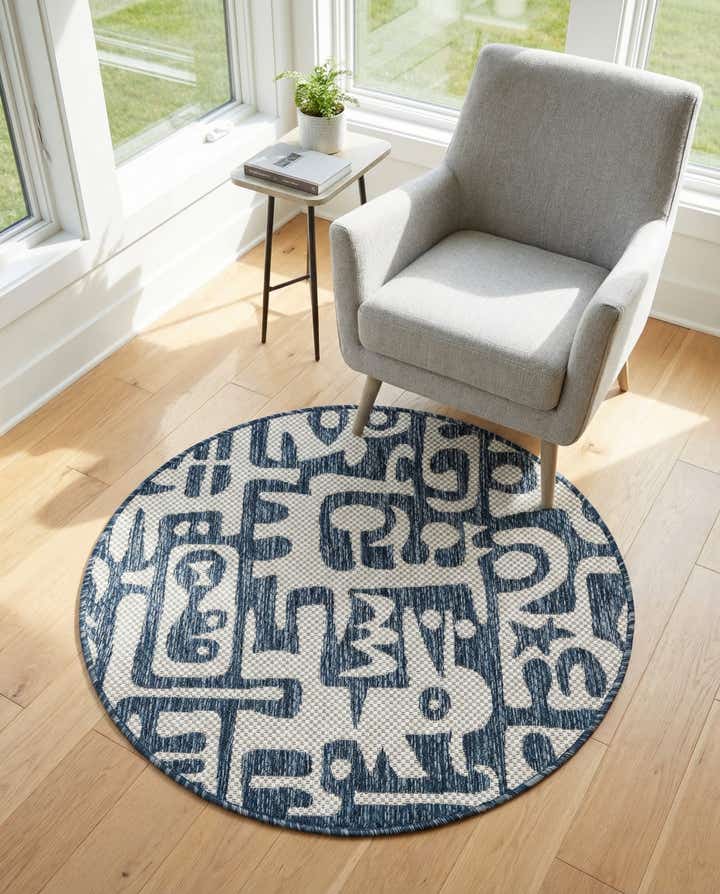 3' x 3' Easy-Clean Modern Indoor / Outdoor Round Rug