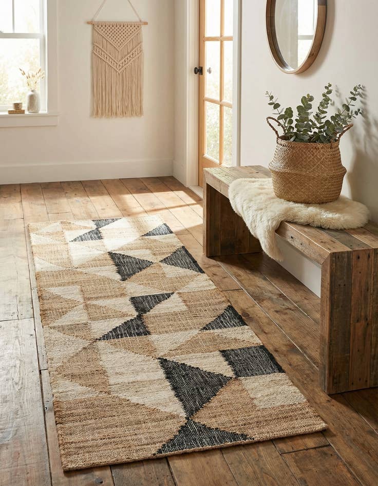 Detail image of 2' x 6' 1 Hand Woven Kala Handwoven Jute Runner Rug