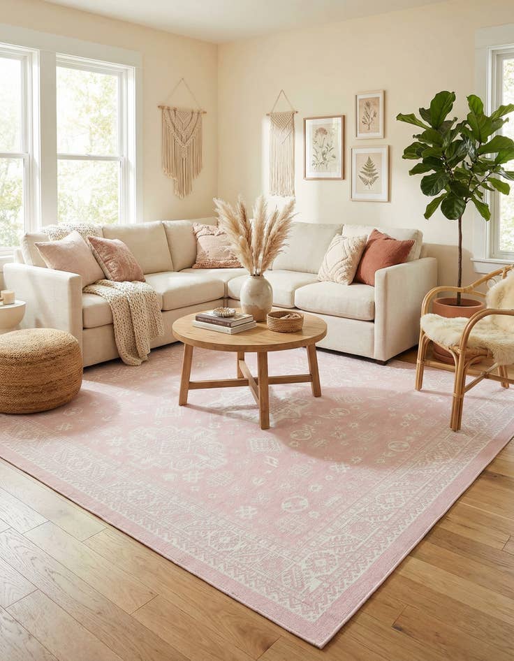 Detail image of 10' x 10' Easy-Clean Aztec Indoor / Outdoor Square Rug