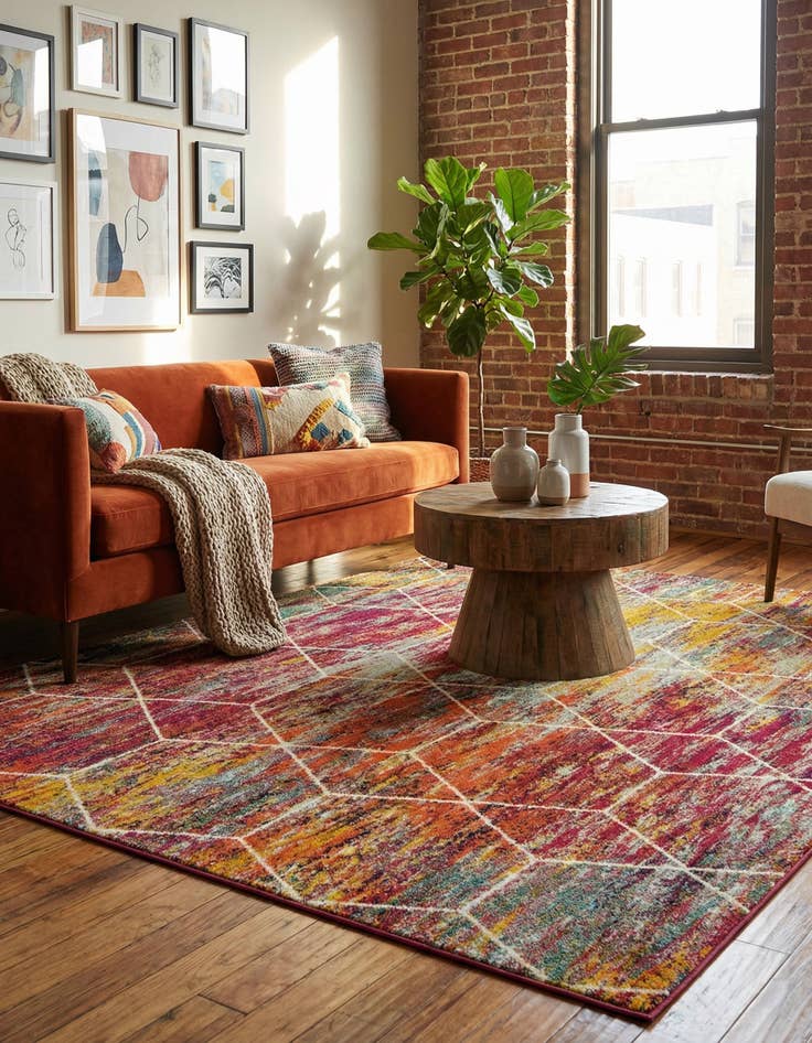 Detail image of 7' x 7' Lattice Frieze Square Rug