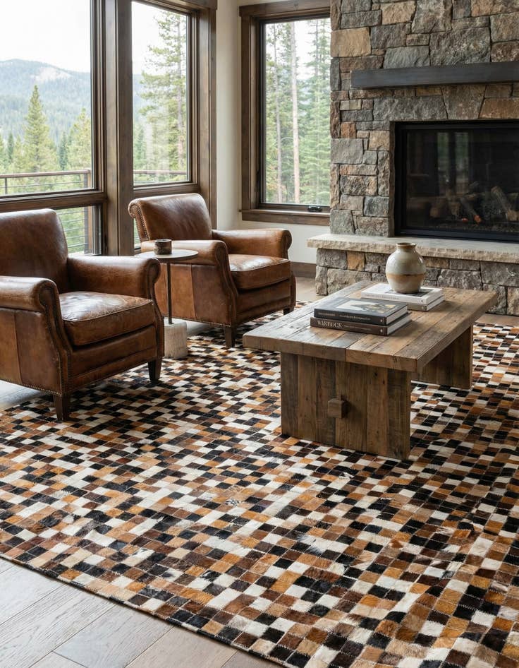 Detail image of 5' 6 x 7' 7 Cowhide Stocks Rug