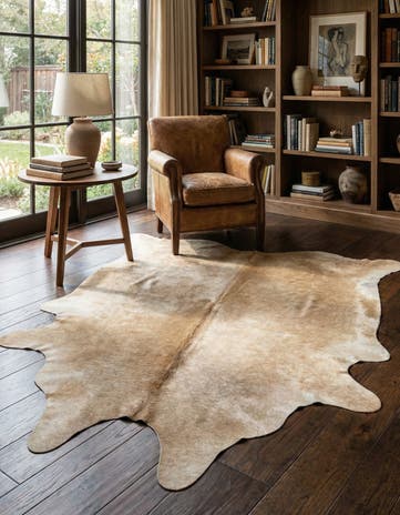 5' 5 x 6' 3 Cowhide Leather Rug