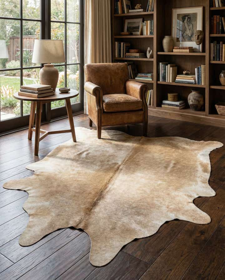 5' 5 x 6' 3 Cowhide Leather Rug